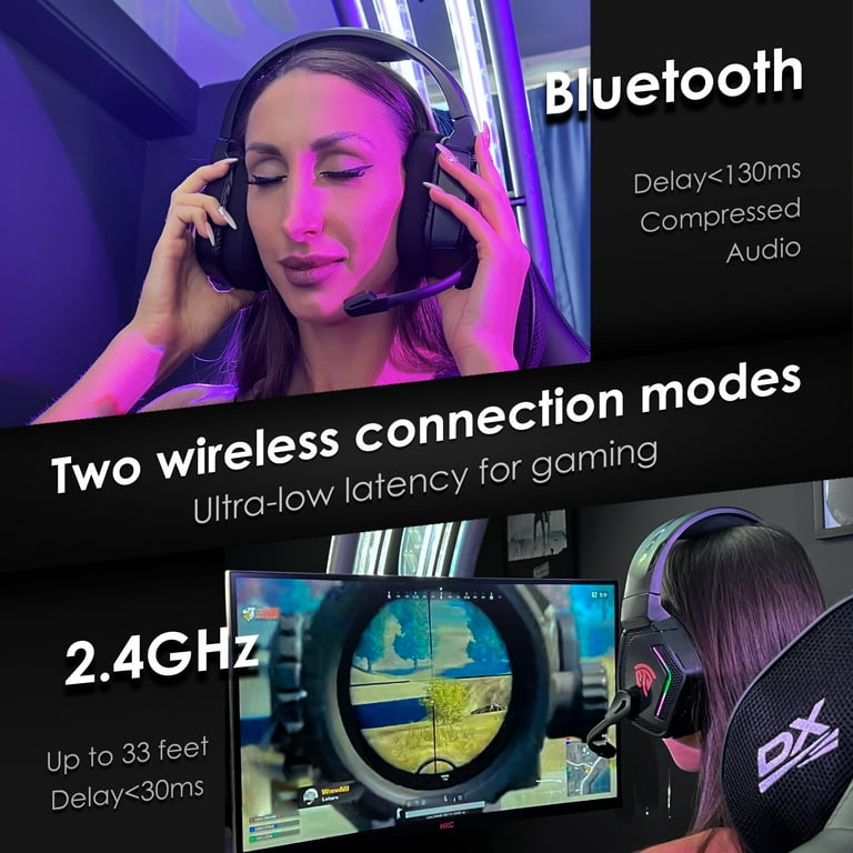 Free Shipping LISHIVE Bluetooth Wireless Gaming Headset with Microphone 3D Earmuffs RGB Light Headphones for PC Windows Android IOS Tablets PS4 5 Nintendo Switch Laptop 45 Hours Playtime Walmart