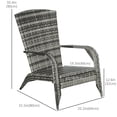 thumbnail image 3 of Outsunny Outdoor Adirondack Chair Rattan Fire Pit Chair with Cushion Grey, 3 of 10