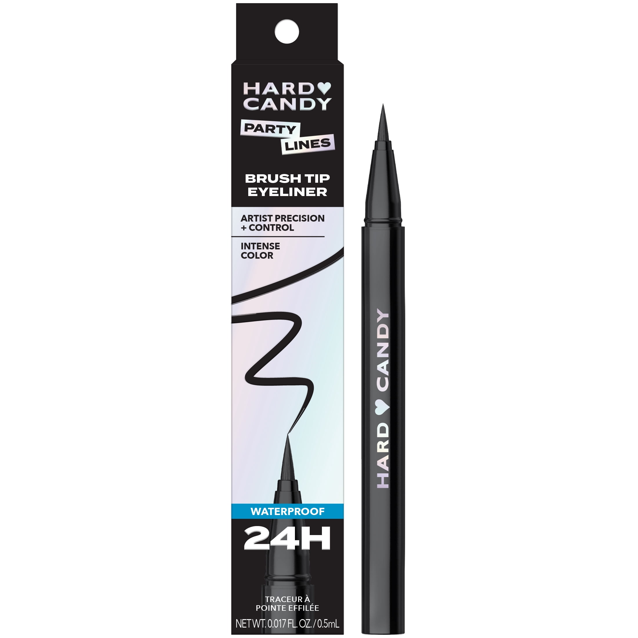 (2 pack) Hard Candy Party Lines Brush Tip Liner, Liquid Eyeliner, Waterproof, Little Black Dress, Black