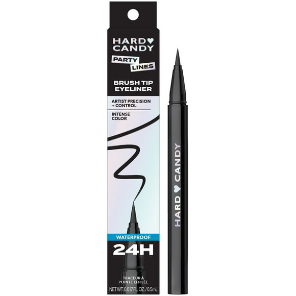 Hard Candy Party Lines Brush Tip Liner, Eyeliner liquide, imperméable, petite robe noire, noir