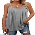 thumbnail image 1 of Débardeurs de Plage d'Été pour Femmes Camisole Plissée à Bretelles Réglables Coupe Ample Décontractée Sans Manches, 1 of 11