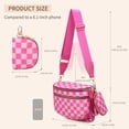 thumbnail image 4 of Bandolera Pallocoo de nylon a cuadros para mujer, color rosa, 4 of 5