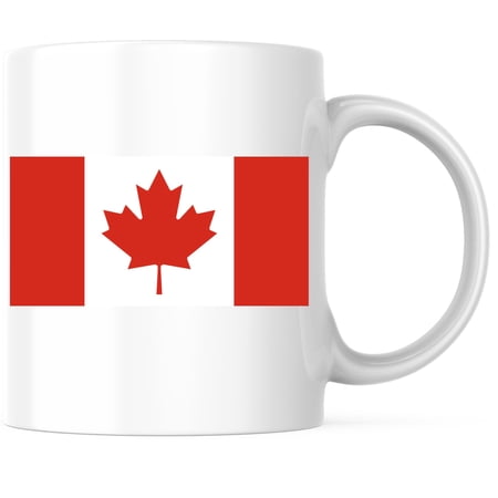Canada World Flag Coffee Mug - Canadian Pride - 11 Ounce Coffee Mug - Printed On Both Sides - Choose from Over 100 Countries - Microwave & Dishwasher Safe - White Handle & Interior - BMCM00840