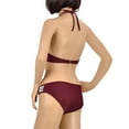thumbnail image 3 of Fashion Women's Lace Splicing Halter Padding Tank Bikini Set, Wine, 3 of 5