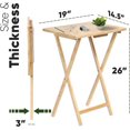 thumbnail image 3 of PRZL Conventional Solid and Sturdy Wood Construction Portable Folding TV Snack Tray Table Desk Serving Stand, Natural (2-Piece Set), 3 of 14