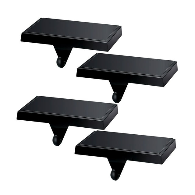 tredstone 4PCS Christmas Stocking Holder For Mantle Christmas Stocking Holder Hanging Stocking Holder BLACK
