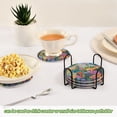 thumbnail image 5 of Yayeee 6 PCS Drink Coasters with Holder Set Woven Absorbent Round Tabletop Hot Pad, Art Plants, 5 of 7