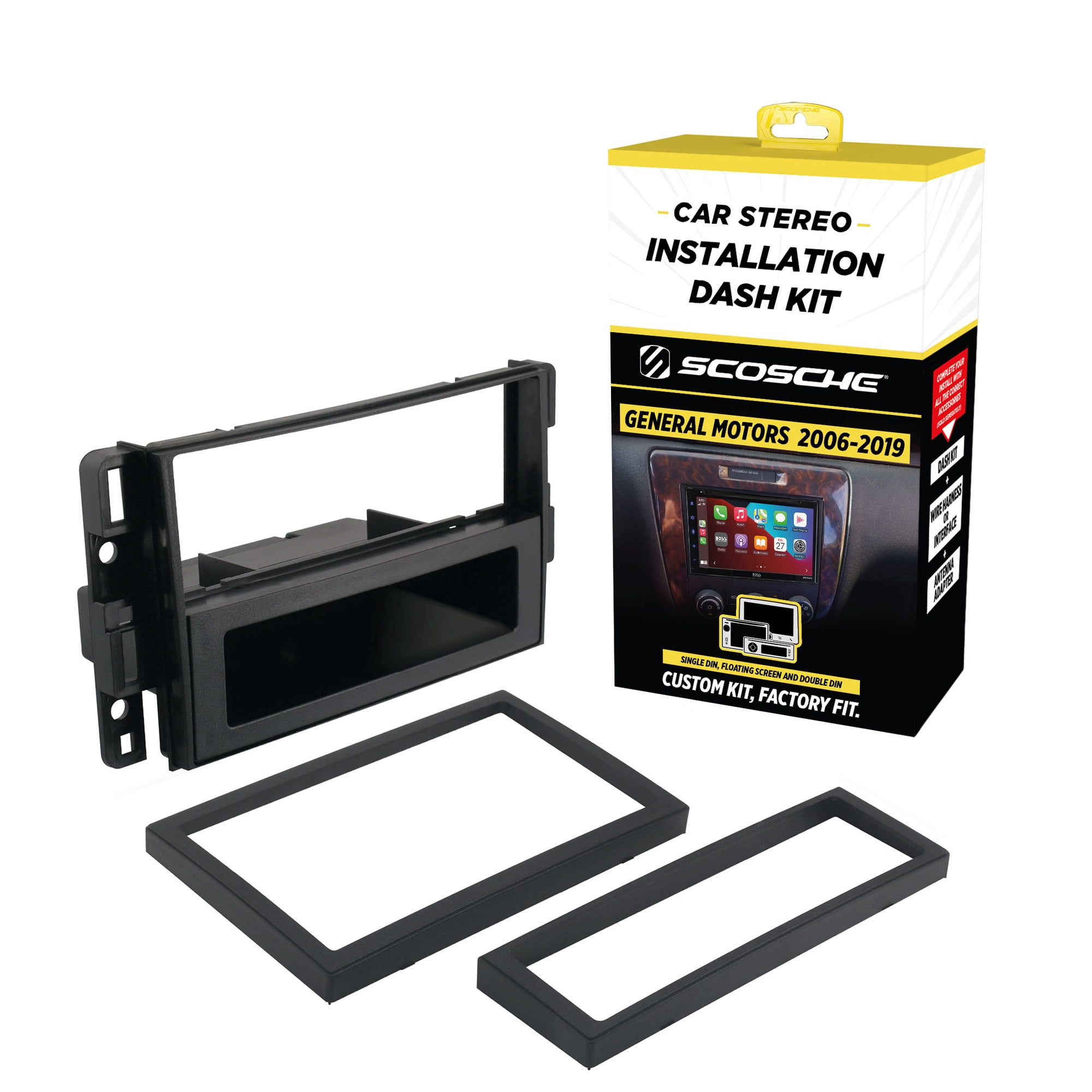 Scosche GM1598B Double or Single DIN + Pocket Radio Dash Kit Compatible w/ Select ‘06-19 GM Vehicles