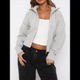 thumbnail image 4 of Sudaderas con Cremallera para Mujer, Conjuntos Casuales, Cárdigan, Ropa de Abrigo, Chaquetas de Invierno de Moda, Abrigos. Gris S, 4 of 8