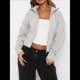 thumbnail image 4 of Sudaderas con Cremallera para Mujer, Conjuntos Casuales, Cárdigan, Ropa de Abrigo, Chaquetas de Invierno de Moda, Abrigos. Gris XL, 4 of 8