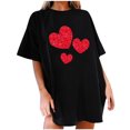 thumbnail image 1 of Diufon Hauts de la Saint-Valentin pour Femmes, Manches Courtes, Col Rond, Pull Tendance, Blouse Longue Imprimée à Sequins, 1 of 5