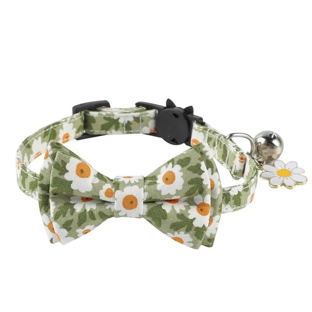 Collar De Gato Con Pajarita Y Campana, Collares Florales Clásicos Para Gatitos Con Pajarita Extraíble, Collar Ajustable Para Gatito, Cachorro, Perros Pequeños seitruly PT002755-02