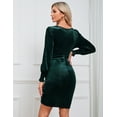 thumbnail image 4 of Women's Maternity Velvet Dress Bodycon Long Sleeve Sweetheart Ruched Wrap Split Cocktail Dress Photoshoot Baby Shower Burgundy, Deep Green-L, 4 of 8