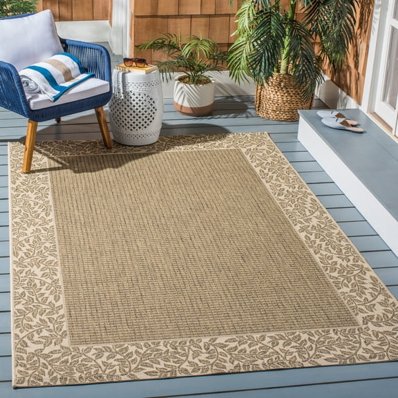 Safavieh Courtyard Regent Oriental Indoor/Outdoor Area Rug, Brown/Natural, 6'7" x 6'7" Square