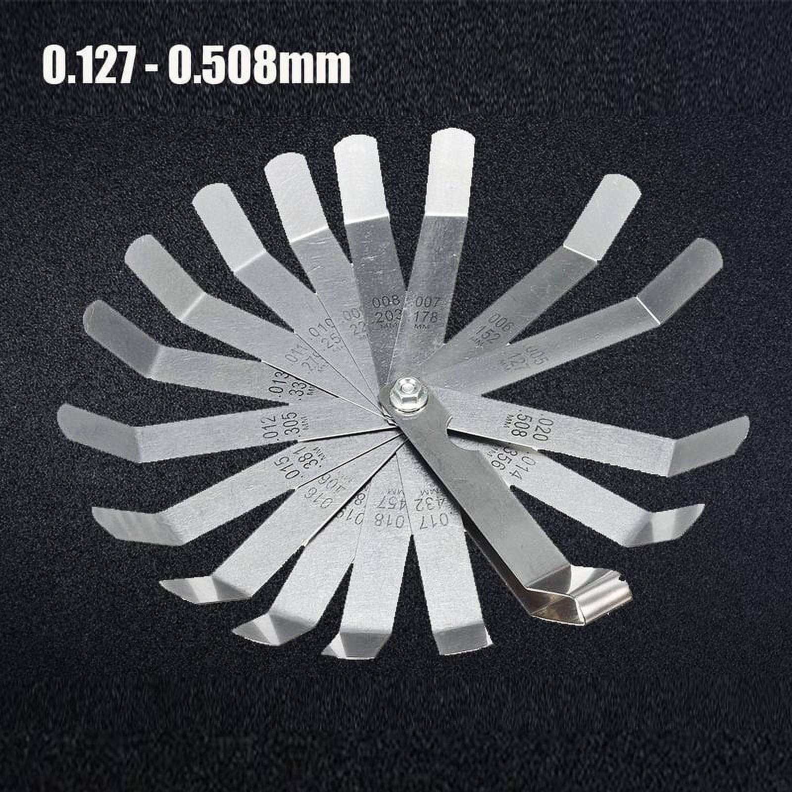 16 Blades Feeler Gauge Metric 0.127-0.508mm Stainless Steel Gap Filler Gauge Measurement Tool For Engine Valve Adjustment ,Easy to Use