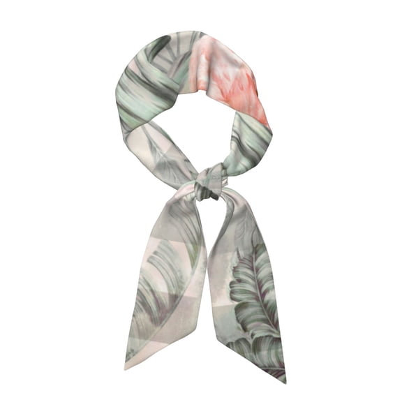 Easygdp Tropical With Flamingos Neck Scarf Printed Scarves Head for Women'S Fashion Satin Scarfs For Bag Hair for Dating, Travel