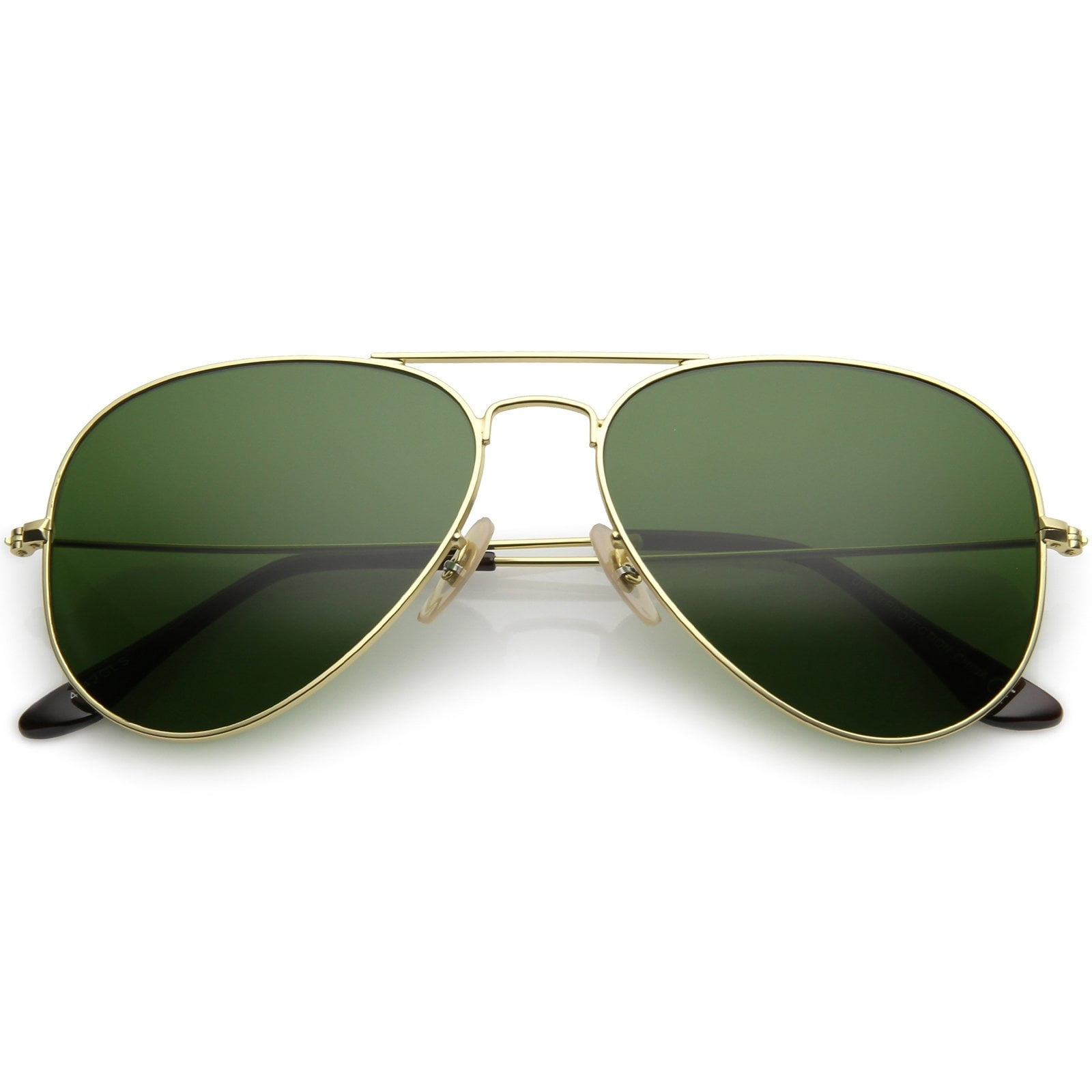 Premium Small Classic Matte Metal Aviator Sunglasses With Green Tinted ...