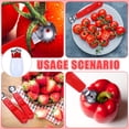thumbnail image 4 of Injueey 4 piezas de herramientas de cocina para quitar cáscaras de tomate y fresa de acero inoxidable, paquete de cocina largo de acero Cocina y Comedor blanco, 4 of 6