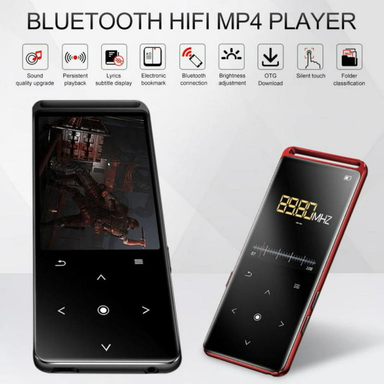 MP3 Player Bluetooth 5.0 Touch Screen Music Player Portable mp3 Player with  Speakers high Fidelity Lossless Sound Quality mp3 FM Radio Recording