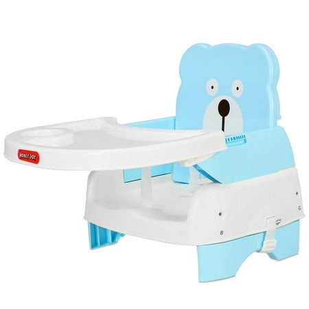 Portable Folding Booster Seat Toddler Chair Adjustable Height Safety Belt