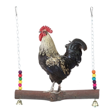 Chicken Swing Chicken Perch Wooden Chick Stand Bird Ladder Toys Handmade Chicken Coop Swing for Chicken Bird Parrot Hens[Negro]