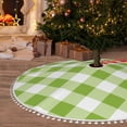 thumbnail image 6 of Rocae White Green Plaid for Christmas Tree Skirt with Pom Pom Trim for Holiday Party for Holiday Home Decor Indoor Outdoor-30", 6 of 7