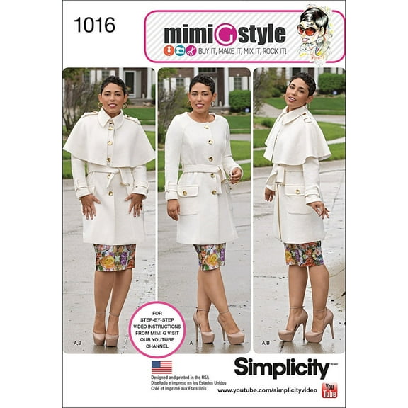 Simplicity Misses' Size 10-18 Mimi G Style Coat Pattern, 1 Each