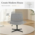 thumbnail image 5 of Criss Cross Chair Legged, Armless Office Wide Desk Chair No Wheels, Swivel Vanity Height Adjustable Fabric Modern Computer Task Seating for Home - Grey, 5 of 6