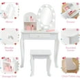 thumbnail image 4 of Girls Vanity Set with Light & Mirror, Wooden Princess Makeup Desk with Stool, Drawer & Pretend Makeup Playset (Batteries Not Included), 4 of 5