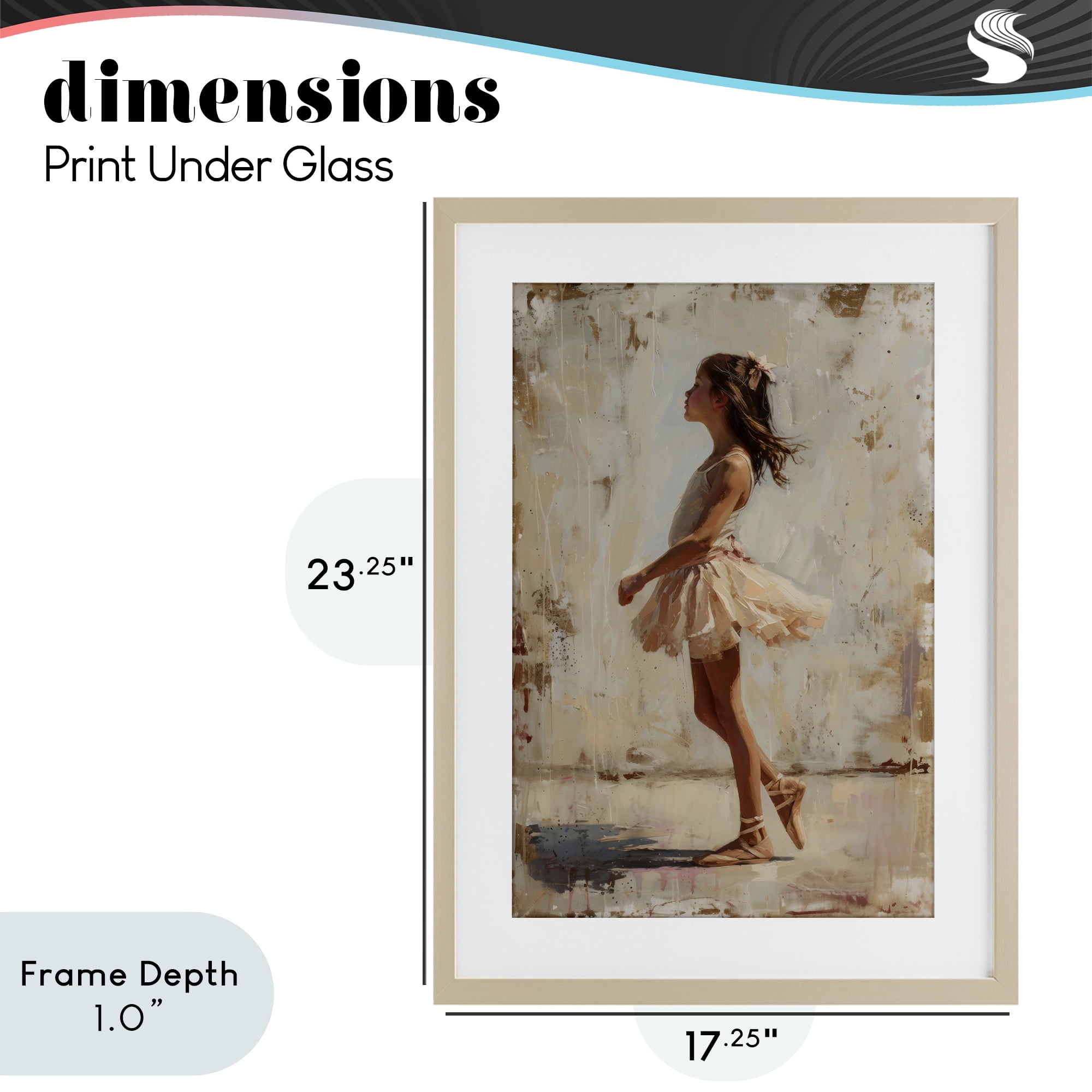 Stupell Industries Ballerina in Soft Light Birch Framed Print Under Glass, design by Creative Studio