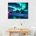 thumbnail image 2 of ONETECH  Green Blue Aurora Wall Art Northern Light Canvas Prints on Picture Aurora Borealis Nature Starry Scenery Landscape Painting Modern Wall Decor for Home Bathroom Bedroom 20x16in, 2 of 4