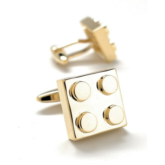 Gold Building Block Cufflinks Block King Brick Rhodium Platting Wedding Groomsmen Cuffs Design Engineer Gift Builder Cuff Links Nerd Gift