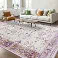 thumbnail image 6 of Wellber Vintage Rugs Fluffy Floral Area Rug Soft Carpet for Living Room Bedroom Home Decor,4'x6',Purple, 6 of 7