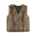 thumbnail image 6 of larppty Women's Faux Fur Waistcoat Vest Fuzzy Sleeveless Open Front Outwear Winter Warm Fluzzy Vest Jacket Coat (Coffee, 3XL), 6 of 6