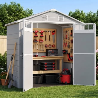 Suncast 7' x 4' Carlisle Resin Outdoor Storage Shed, Vanilla