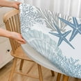 thumbnail image 3 of Marine Round Table Cloth Sea Shells Stars Mollusk Coral Elastic Edged Table Cover Fade And Stain Resistant Table Cloths Easy To Clean Fits Tables 40-44" Diameter, 3 of 6
