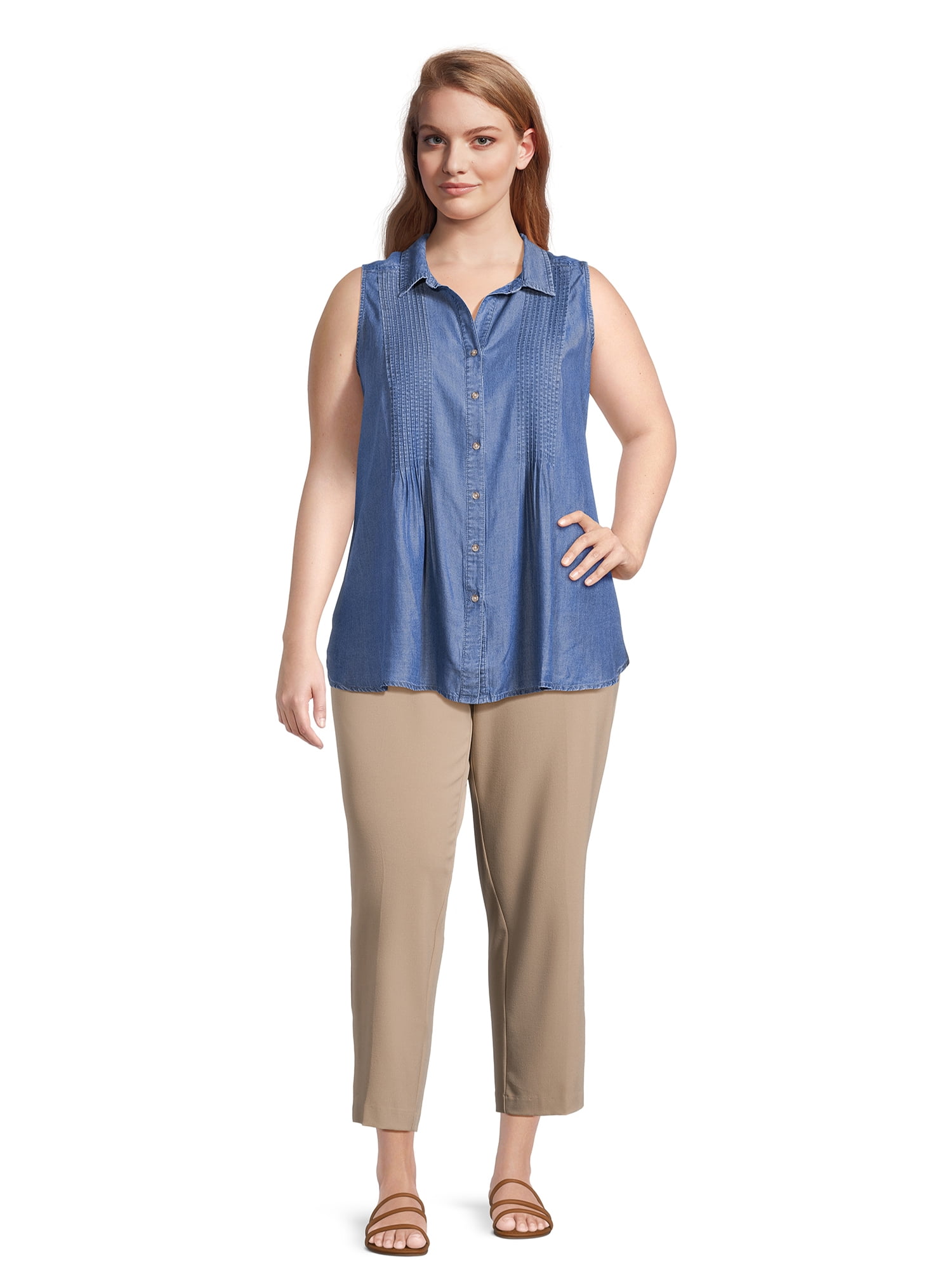 Just My Size by Hanes Women's Plus Tummy Control Dress Pants, Sizes 0X-4X, Regular & Petite
