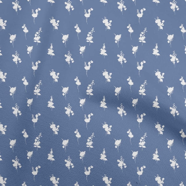 oneOone Cotton Silk Medium Blue Fabric Floral Sewing Craft Projects Fabric Prints By Yard 42 Inch Wide