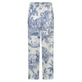 thumbnail image 5 of Blue Toile De Jouy Winter Female Pants Flannel High Waist Women Pants Lady Warm Straight Leg Plush Trousers, 5 of 7