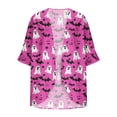 thumbnail image 5 of NTACZA Cardigans for Women Kimono Lightweight Halloween Printed 3/4 Sleeve Open Front Fall Casual Cardigan Pink L, 5 of 5