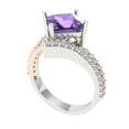thumbnail image 2 of 2.3075 ct Princess Cut Simulated Alexandrite Solitaire with Simulated Diamond Accents 18K White/Rose Gold Womens Engagement Ring, 2 of 5