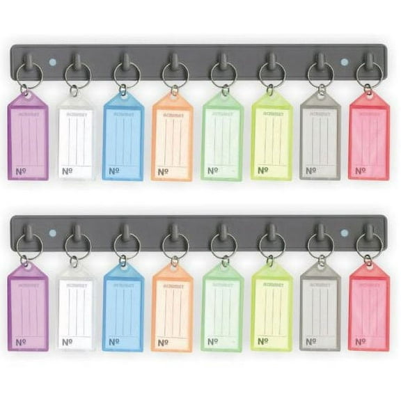 Acrimet Key Tag Rack w/ 8 Keyring Tags (2 Pack)