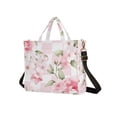 thumbnail image 2 of Pink Flowers Grids Corduroy Tote Bag Handbag Large Messenger Bag Shoulder Crossbody Zipper Bag Purse, 2 of 8