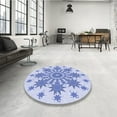 thumbnail image 3 of Ahgly Company Indoor Round Patterned Heavenly Blue Area Rugs, 4' Round, 3 of 6