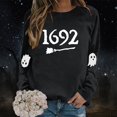 thumbnail image 2 of Halloween Sweatshirt for Women Hoodless Sweatshirt for Comfort and Casual Fall Winter Style Wardrobe for Stylish Daily Wear Black L, 2 of 5