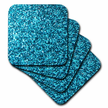 

3dRose Blue Faux Glitter - photo of glittery texture - looks like sparkly bling sparkles but is matte Soft Coasters set of 8