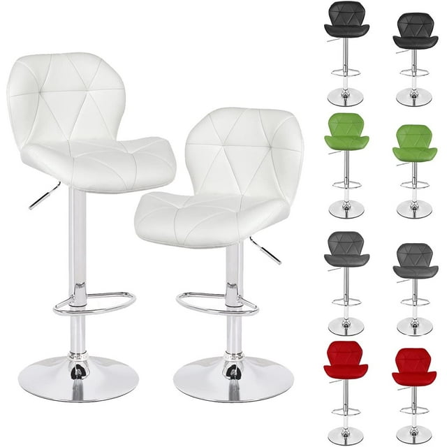 Bronte Living Leatherette Bar Stool with Adjustable Height, 360 Swivel Design, Comfortable Mid-Backrest, Floor Protection for Kitchen, Bar, Kitchen Island, Pub - Series Carmela - Set of 2