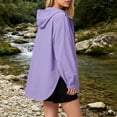thumbnail image 4 of Yteetum Rain Jackets for Women Oversized Solid Lightweight Long Sleeve Sunproof Waterproof Windbreaker Zipper Hooded Jacket for Outdoor Travel Hiking Camp, 4 of 7