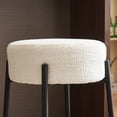 thumbnail image 4 of 24" Round Bar Stools Set of 2,Counter Height Stools with Teddy Fabric Upholstered,Backless Kitchen Island Stools,Backless Dining Seat with Metal Base, Beige, 4 of 7