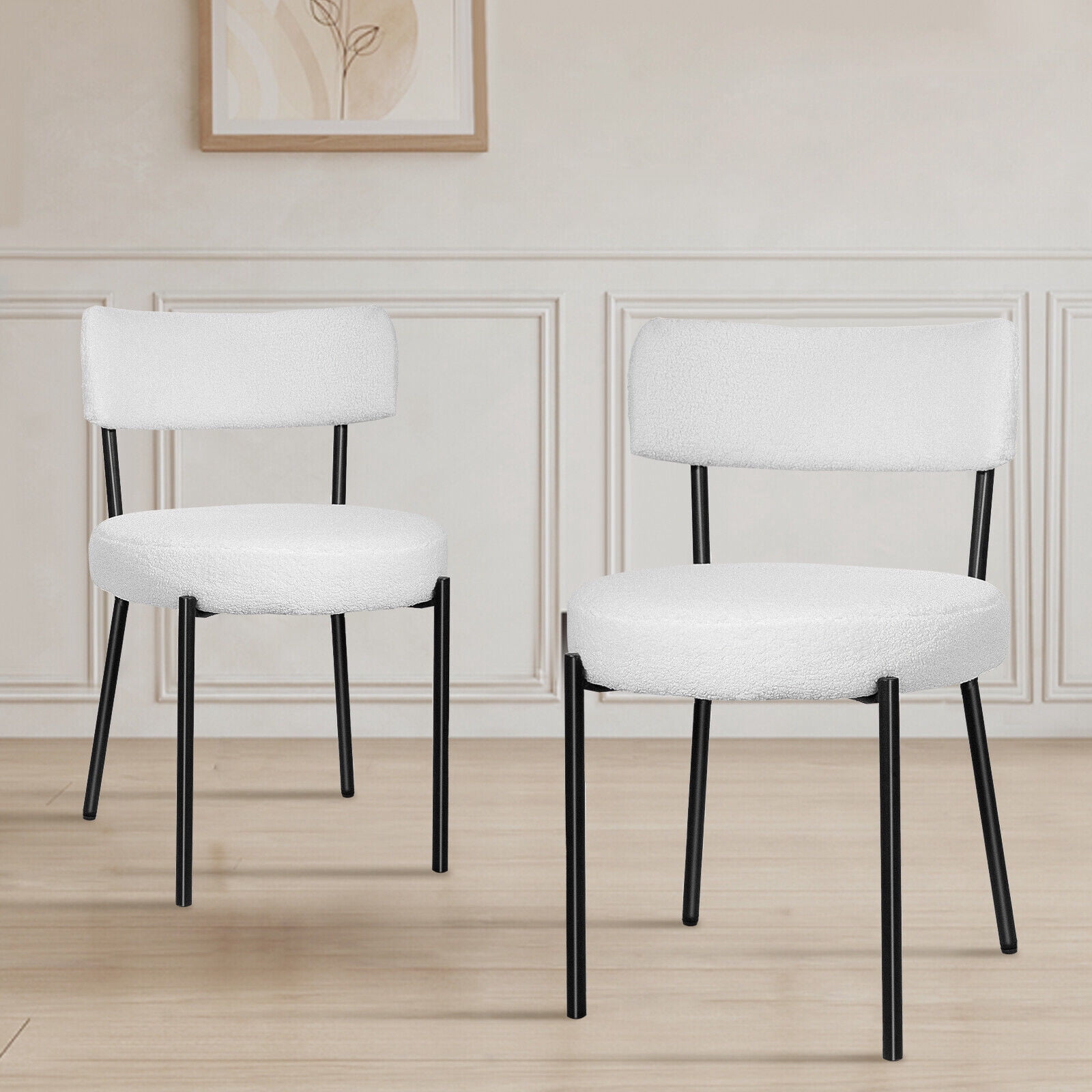 Dining Chairs Set of 2, White Velvet Kitchen Dining Room Chair Side ...